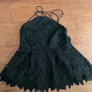 Spaghetti strap black laced dress shirt